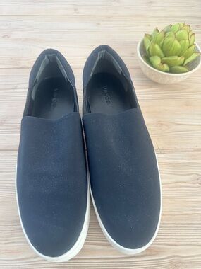 Vince Black Slip-On Sneakers with White Outsole